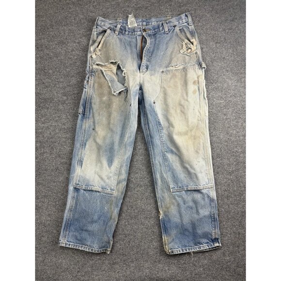 VNTG Carhartt Jeans Mens 36x30 Double Knee Carpenter Work Distressed B73-DST - Picture 1 of 8